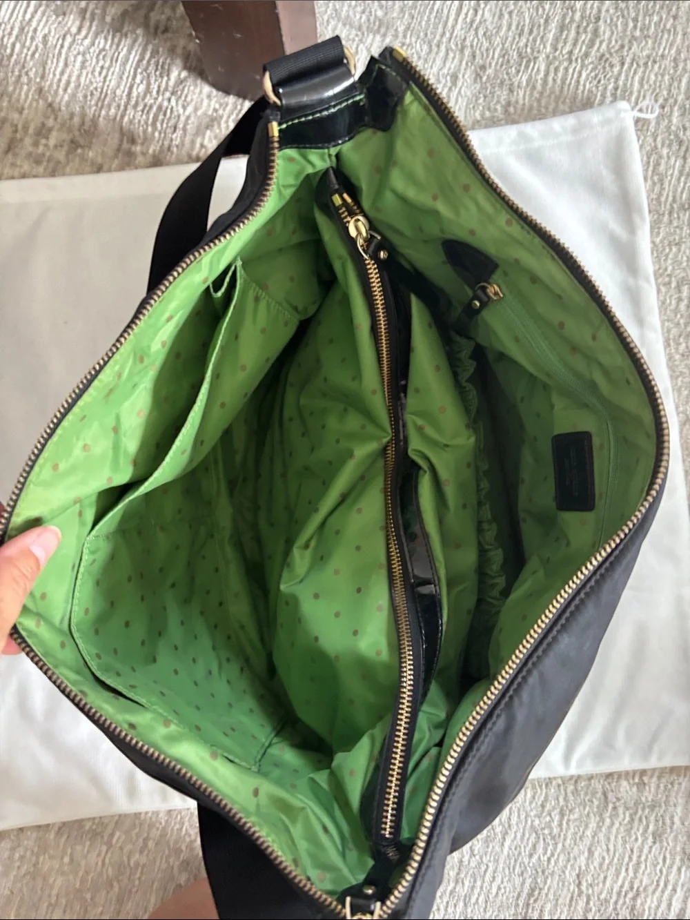 kate spade Black Nylon Messenger Bag with Front Slip Pockets (diaper bag)